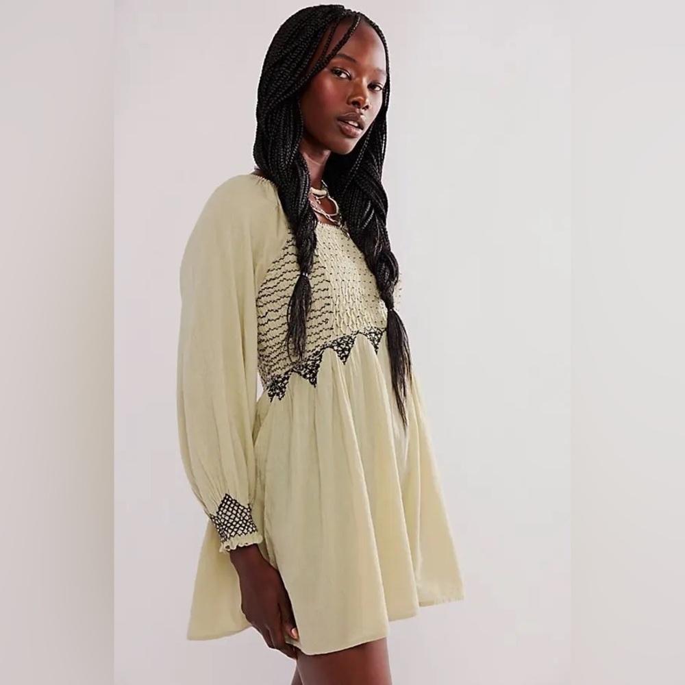 FREE PEOPLE What A Feeling Tunic Sage Green Long Sleeve Oversized Size XS